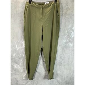 Alfani Women's Burnt Olive Zip Smocked Back Pull-On Jogger Pants SZ XL